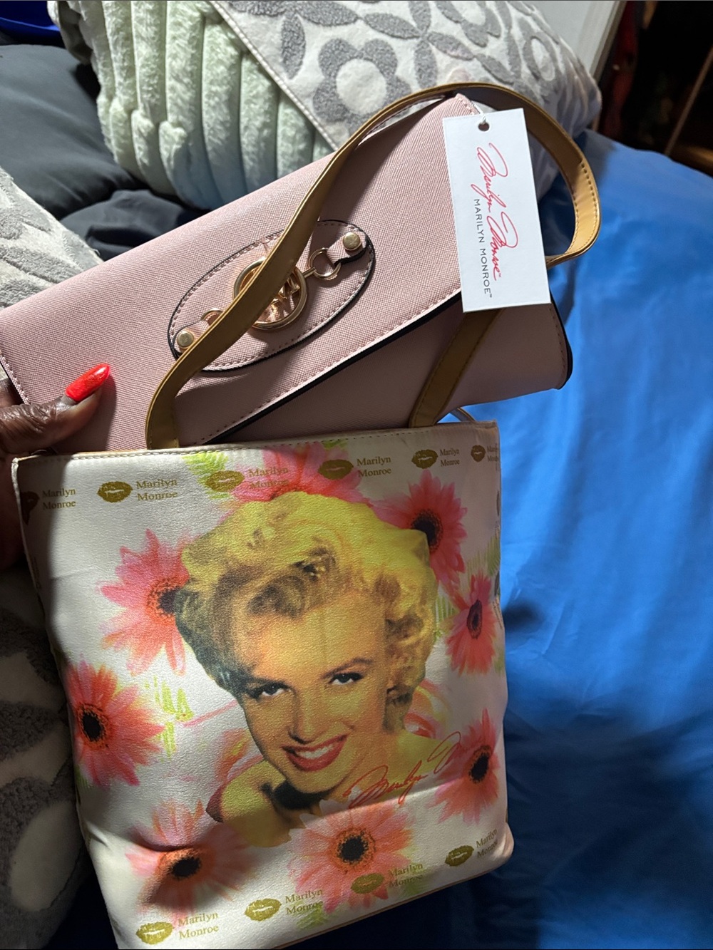Pink Shoulder Bag with Gold Accent-bundle of two( clutch /shoulder bag)